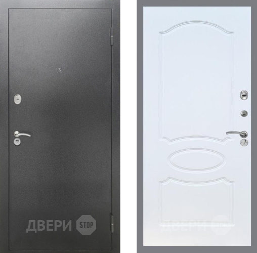 Входная металлическая Дверь Рекс (REX) 2А Серебро Антик FL-128 Белый ясень в Наро-Фоминске
