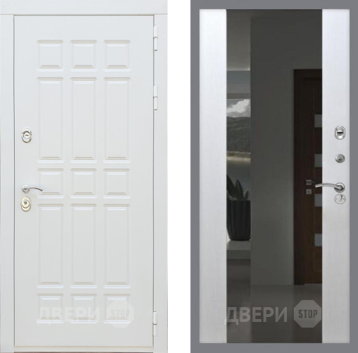 Дверь Рекс (REX) 8 Силк Сноу СБ-16 Зеркало Белый ясень в Наро-Фоминске