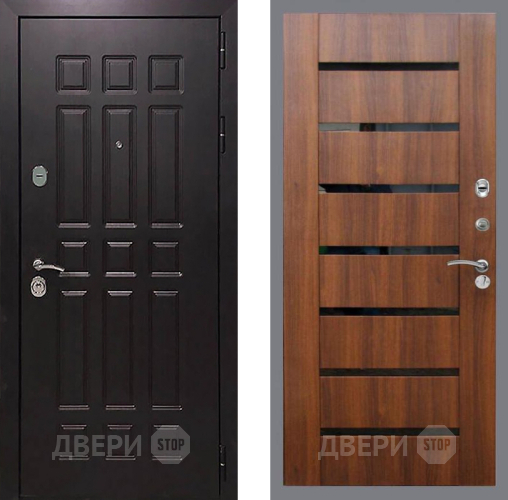 Входная металлическая Дверь Рекс (REX) 8 СБ-14 стекло черное Орех бренди в Наро-Фоминске