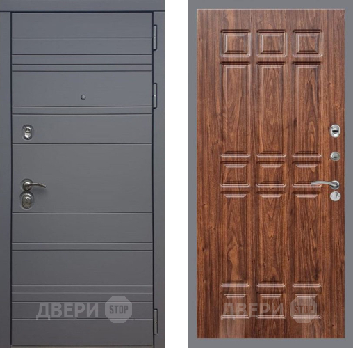 Входная металлическая Дверь Рекс (REX) 14 силк титан FL-33 орех тисненый в Наро-Фоминске