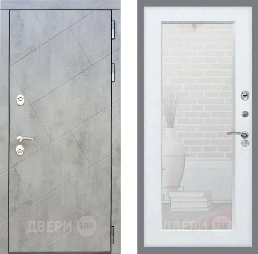 Входная металлическая Дверь Рекс (REX) 22 Зеркало Пастораль Силк Сноу в Наро-Фоминске