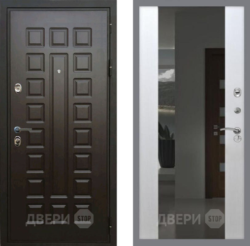 Входная металлическая Дверь Рекс (REX) Премиум 3к СБ-16 Зеркало Белый ясень в Наро-Фоминске