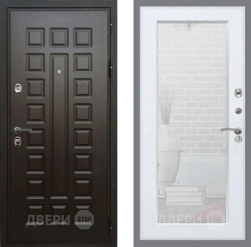 Входная металлическая Дверь Рекс (REX) Премиум 3к Зеркало Пастораль Белый ясень в Наро-Фоминске