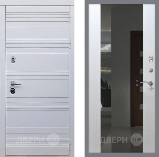 Входная металлическая Дверь Рекс (REX) 14 Силк Сноу СБ-16 Зеркало Белый ясень в Наро-Фоминске