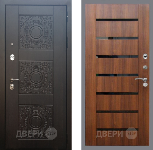 Входная металлическая Дверь Рекс (REX) 10 СБ-14 стекло черное Орех бренди в Наро-Фоминске
