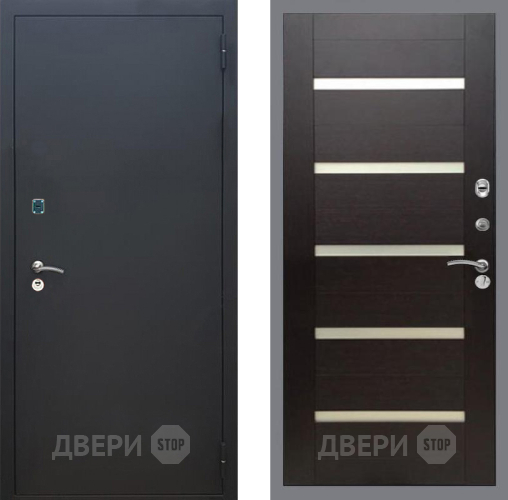 Дверь Рекс (REX) 1A Черный Муар СБ-14 стекло белое венге поперечный в Наро-Фоминске