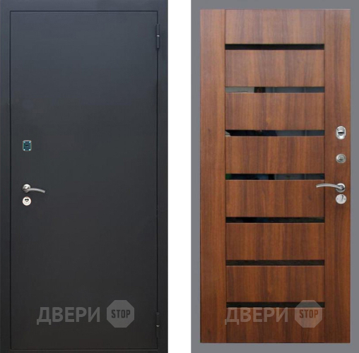 Дверь Рекс (REX) 1A Черный Муар СБ-14 стекло черное Орех бренди в Наро-Фоминске