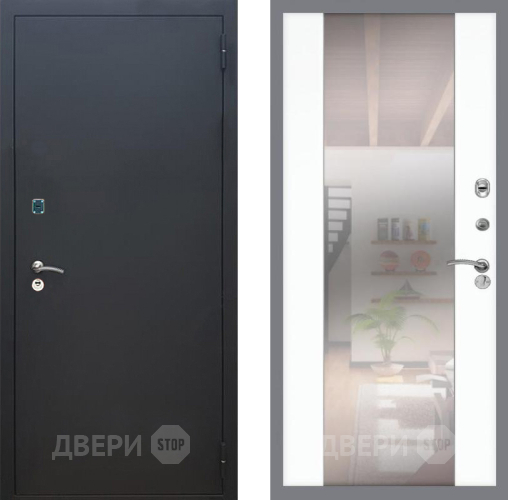 Дверь Рекс (REX) 1A Черный Муар СБ-16 Зеркало Силк Сноу в Наро-Фоминске