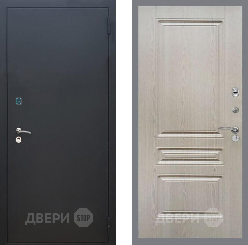 Входная металлическая Дверь Рекс (REX) 1A Черный Муар FL-243 Беленый дуб в Наро-Фоминске
