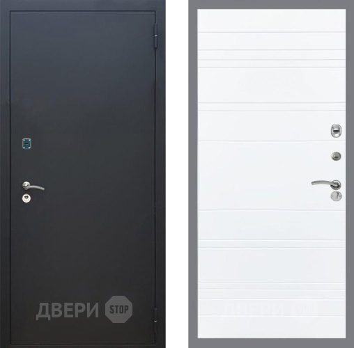 Входная металлическая Дверь Рекс (REX) 1A Черный Муар Line Силк Сноу в Наро-Фоминске