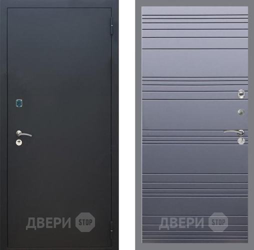 Входная металлическая Дверь Рекс (REX) 1A Черный Муар Line Силк титан в Наро-Фоминске