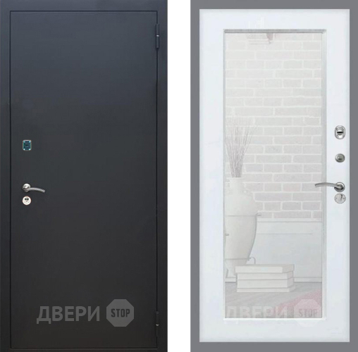 Входная металлическая Дверь Рекс (REX) 1A Черный Муар Зеркало Пастораль Белый ясень в Наро-Фоминске