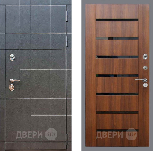 Входная металлическая Дверь Рекс (REX) 21 СБ-14 стекло черное Орех бренди в Наро-Фоминске