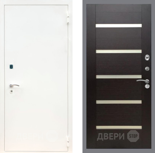 Входная металлическая Дверь Рекс (REX) 1А Белая шагрень СБ-14 стекло белое венге поперечный в Наро-Фоминске