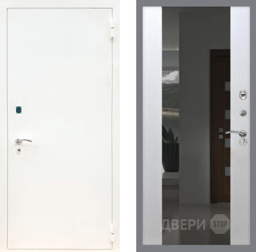 Дверь Рекс (REX) 1А Белая шагрень СБ-16 Зеркало Белый ясень в Наро-Фоминске
