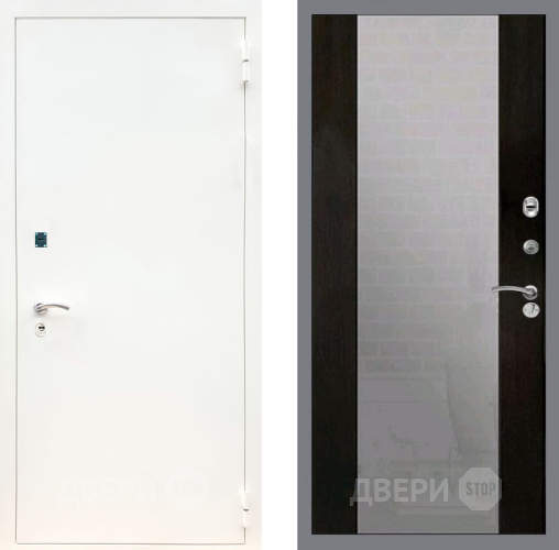 Входная металлическая Дверь Рекс (REX) 1А Белая шагрень СБ-16 Зеркало Венге в Наро-Фоминске