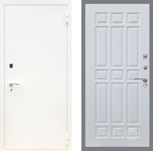 Входная металлическая Дверь Рекс (REX) 1А Белая шагрень FL-33 Белый ясень в Наро-Фоминске