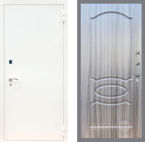 Входная металлическая Дверь Рекс (REX) 1А Белая шагрень FL-128 Сандал грей в Наро-Фоминске