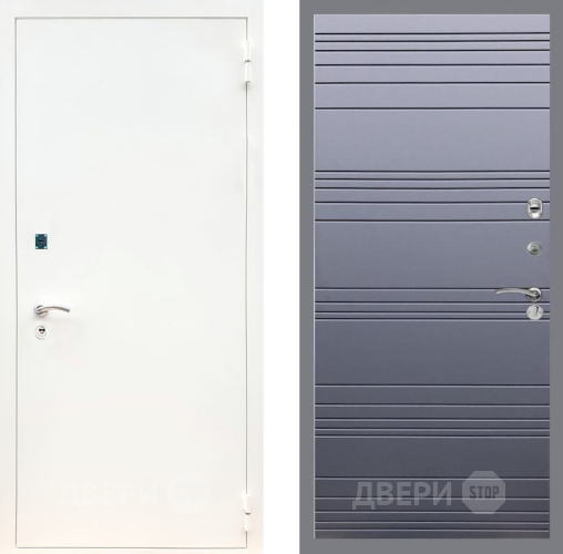 Входная металлическая Дверь Рекс (REX) 1А Белая шагрень Line Силк титан в Наро-Фоминске