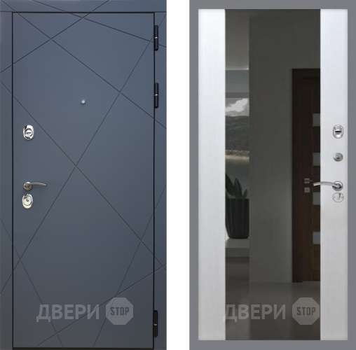 Входная металлическая Дверь Рекс (REX) 13 Силк Титан СБ-16 Зеркало Белый ясень в Наро-Фоминске