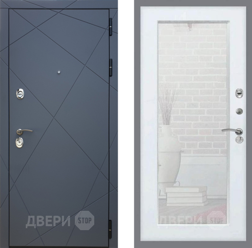 Входная металлическая Дверь Рекс (REX) 13 Силк Титан Зеркало Пастораль Белый ясень в Наро-Фоминске