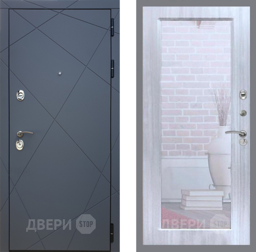 Входная металлическая Дверь Рекс (REX) 13 Силк Титан Зеркало Пастораль Сандал белый в Наро-Фоминске