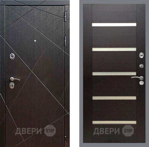 Входная металлическая Дверь Рекс (REX) 13 Венге СБ-14 стекло белое венге поперечный в Наро-Фоминске