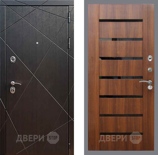 Входная металлическая Дверь Рекс (REX) 13 Венге СБ-14 стекло черное Орех бренди в Наро-Фоминске