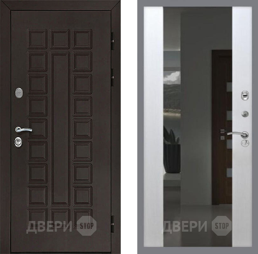 Входная металлическая Дверь Рекс (REX) Сенатор 3К СБ-16 Зеркало Белый ясень в Наро-Фоминске