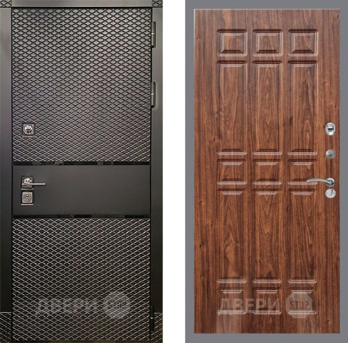 Входная металлическая Дверь Рекс (REX) 15 Черный Кварц FL-33 орех тисненый в Наро-Фоминске