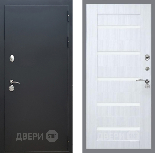 Дверь Рекс (REX) 5 Черный Муар СБ-14 стекло белое Сандал белый в Наро-Фоминске
