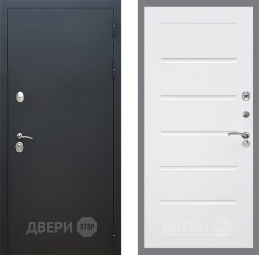 Дверь Рекс (REX) 5 Черный Муар Сити Белый ясень в Наро-Фоминске