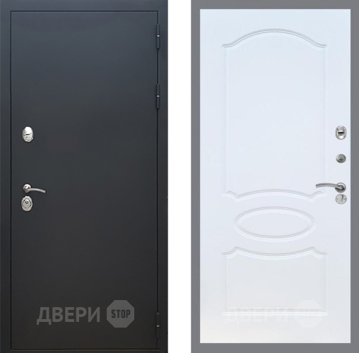 Входная металлическая Дверь Рекс (REX) 5 Черный Муар FL-128 Белый ясень в Наро-Фоминске