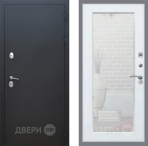 Дверь Рекс (REX) 5 Черный Муар Зеркало Пастораль Белый ясень в Наро-Фоминске