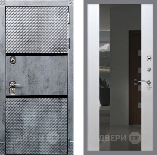 Входная металлическая Дверь Рекс (REX) 15 Бетон Темный СБ-16 Зеркало Белый ясень в Наро-Фоминске