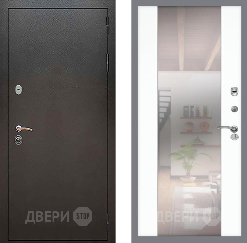 Входная металлическая Дверь Рекс (REX) 5 Серебро Антик СБ-16 Зеркало Силк Сноу в Наро-Фоминске