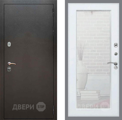 Входная металлическая Дверь Рекс (REX) 5 Серебро Антик Зеркало Пастораль Белый ясень в Наро-Фоминске