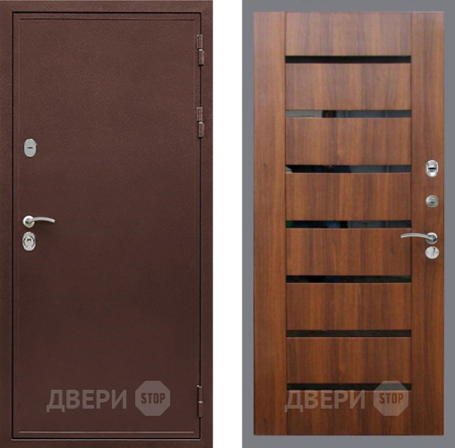 Входная металлическая Дверь Рекс (REX) 5А СБ-14 стекло черное Орех бренди в Наро-Фоминске