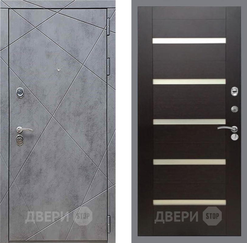 Входная металлическая Дверь Рекс (REX) 13 Бетон Темный СБ-14 стекло белое венге поперечный в Наро-Фоминске