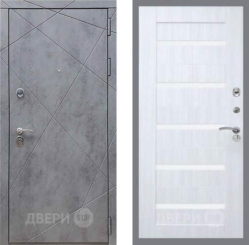 Дверь Рекс (REX) 13 Бетон Темный СБ-14 стекло белое Сандал белый в Наро-Фоминске
