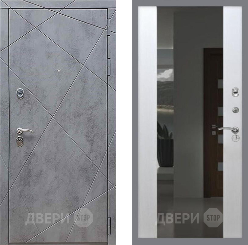 Дверь Рекс (REX) 13 Бетон Темный СБ-16 Зеркало Белый ясень в Наро-Фоминске