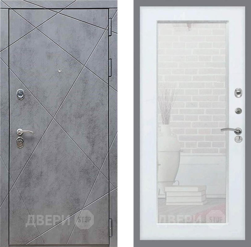 Дверь Рекс (REX) 13 Бетон Темный Зеркало Пастораль Белый ясень в Наро-Фоминске