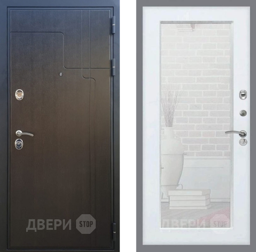 Входная металлическая Дверь Рекс (REX) Премиум-246 Зеркало Пастораль Силк Сноу в Наро-Фоминске