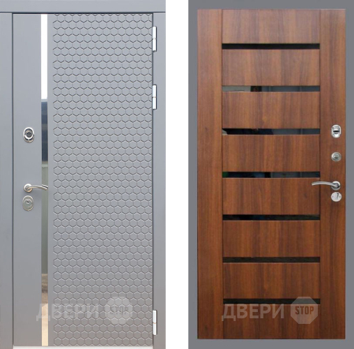 Входная металлическая Дверь Рекс (REX) 24 СБ-14 стекло черное Орех бренди в Наро-Фоминске
