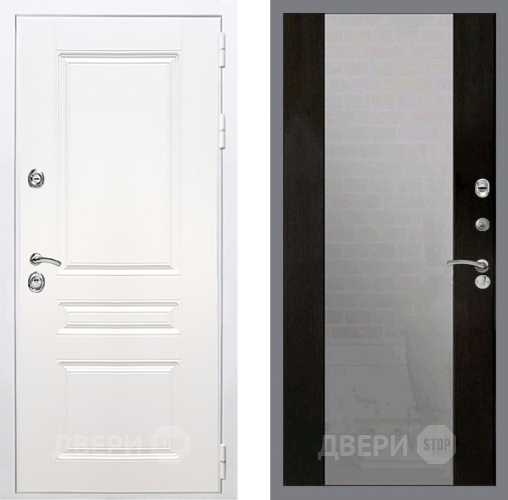 Входная металлическая Дверь Рекс (REX) Премиум-н Силк Сноу СБ-16 Зеркало Венге в Наро-Фоминске