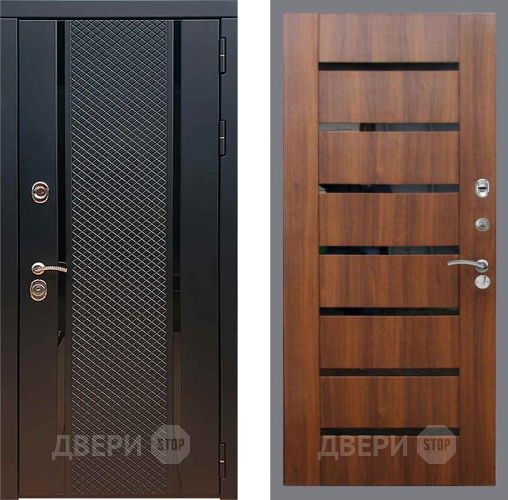 Входная металлическая Дверь Рекс (REX) 25 СБ-14 стекло черное Орех бренди в Наро-Фоминске