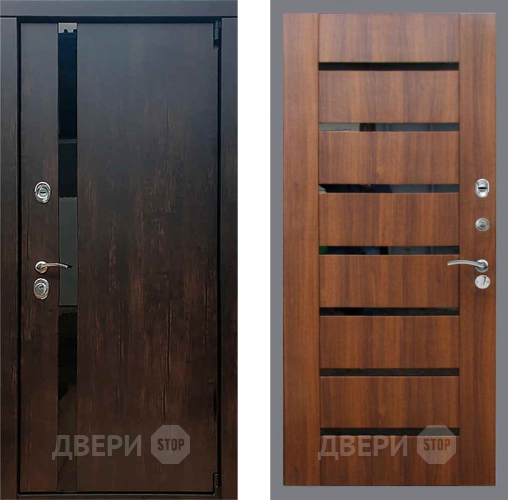 Входная металлическая Дверь Рекс (REX) 26 СБ-14 стекло черное Орех бренди в Наро-Фоминске