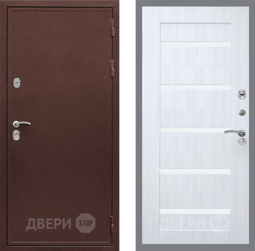Входная металлическая Дверь Рекс (REX) 5 металл 3 мм СБ-14 стекло белое Сандал белый в Наро-Фоминске
