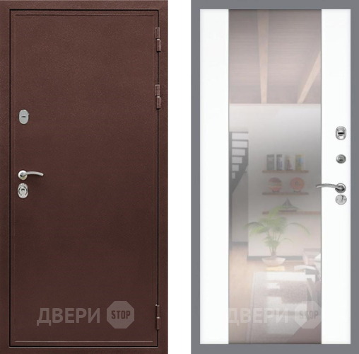 Дверь Рекс (REX) 5 металл 3 мм СБ-16 Зеркало Силк Сноу в Наро-Фоминске