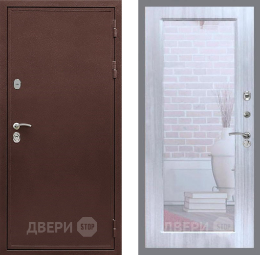 Входная металлическая Дверь Рекс (REX) 5 металл 3 мм Зеркало Пастораль Сандал белый в Наро-Фоминске